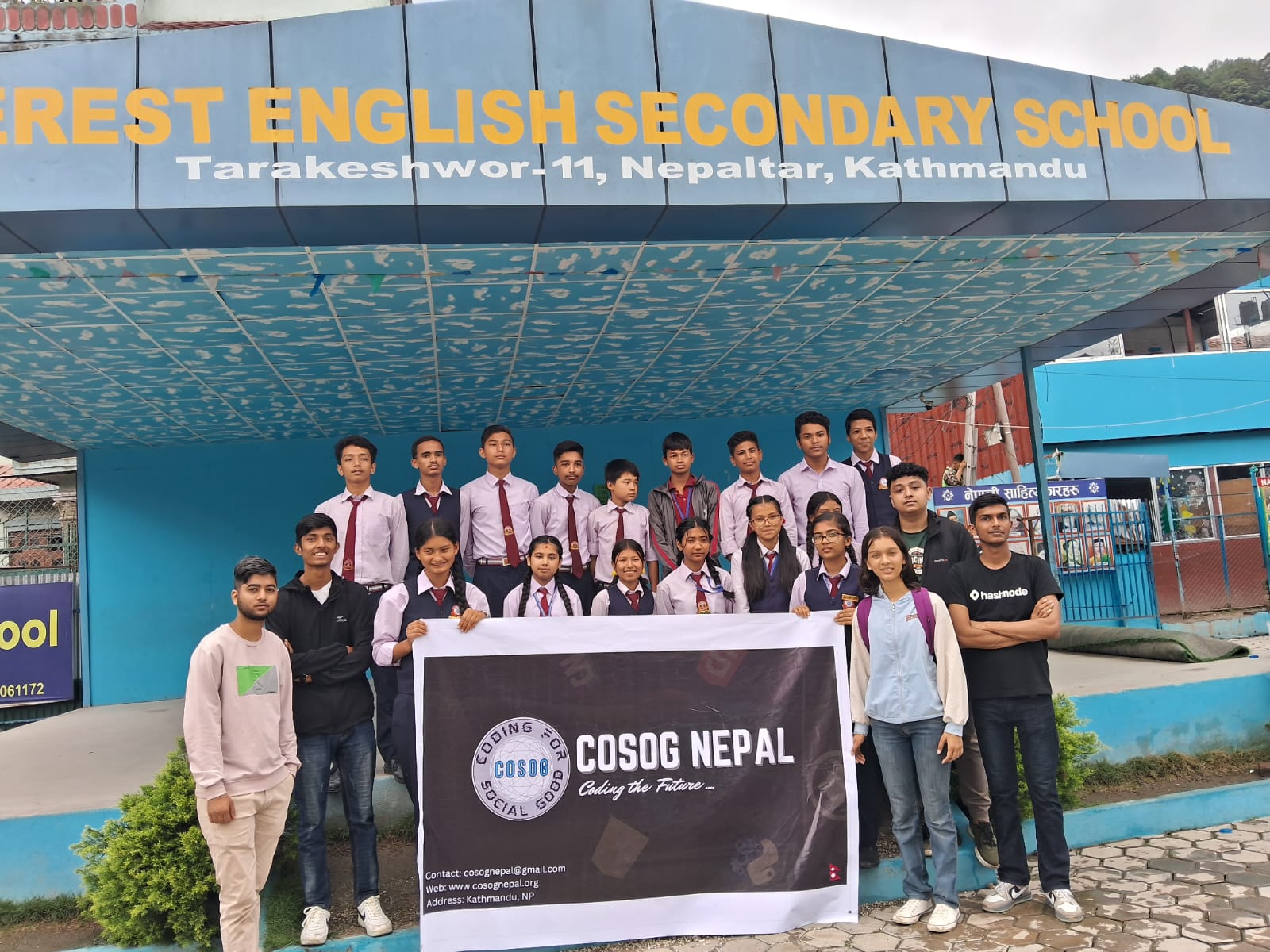 Cosog Nepal's founding team members at Everest School, Kathmandu Aashish Panthi Cosog Nepal