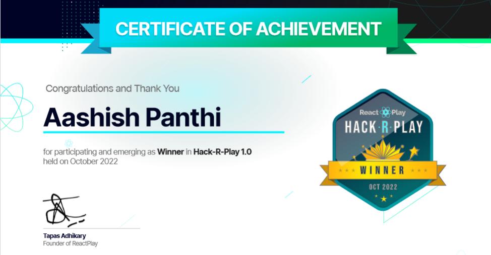 Hackathon certificate